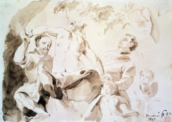Studie efter Veroneses Allegory of Love, 1837 (penna och bläck och tvätt på papper)